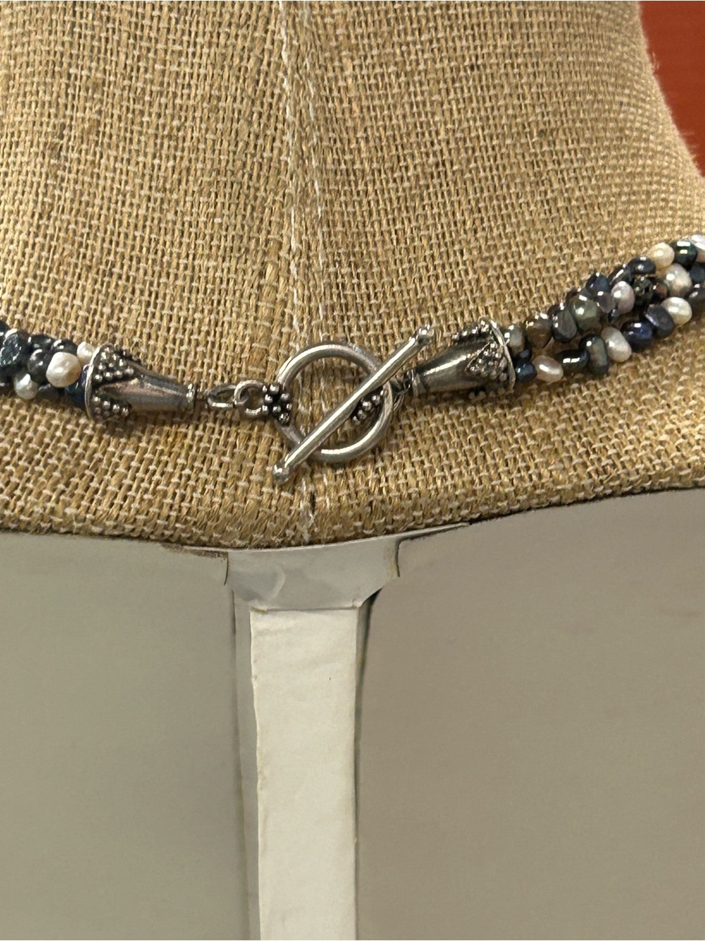 Beautiful Sterling Silver Gray Freshwater Pearl choker Necklace - Picture 5 of 7
